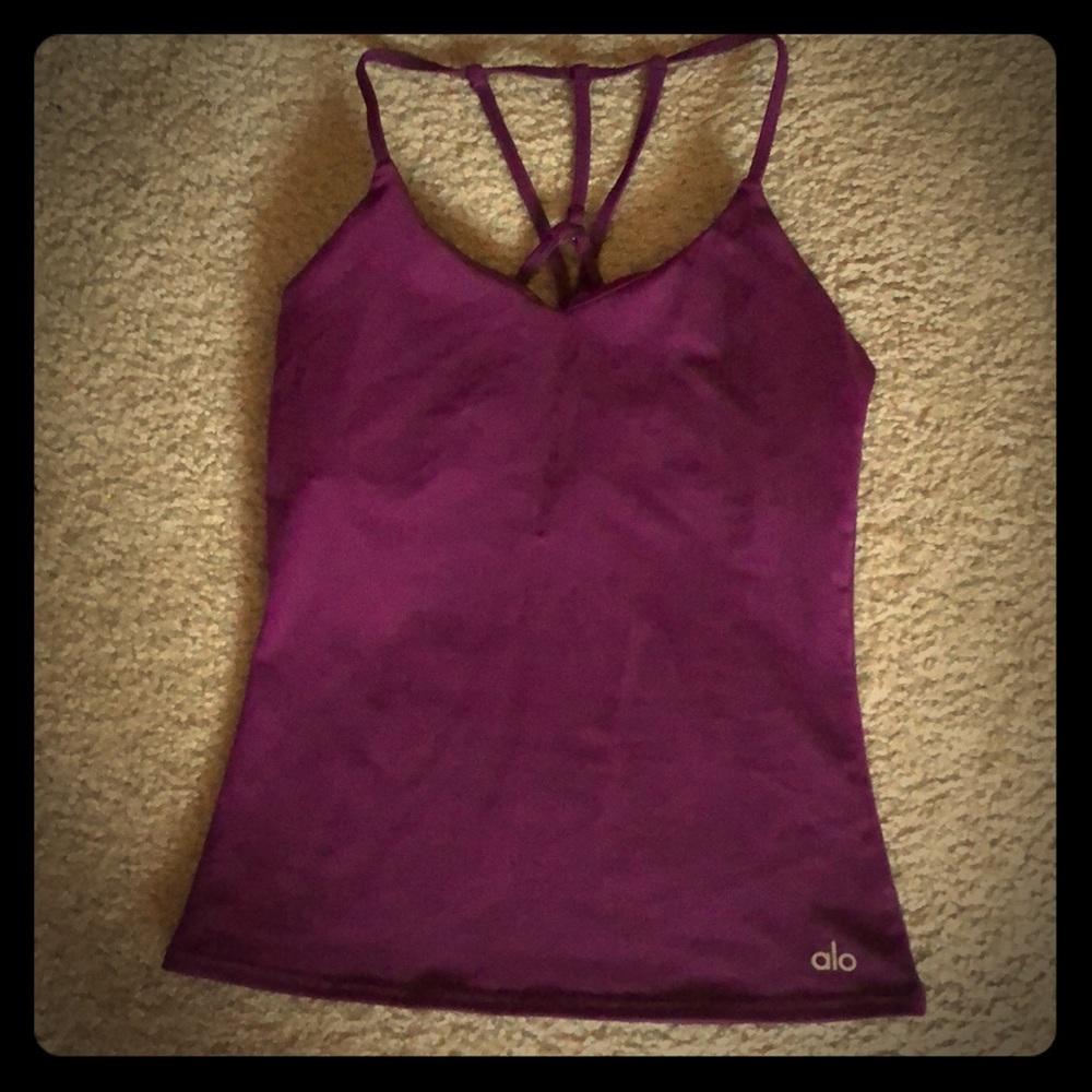 Alo Link Up cross back purple bra tank